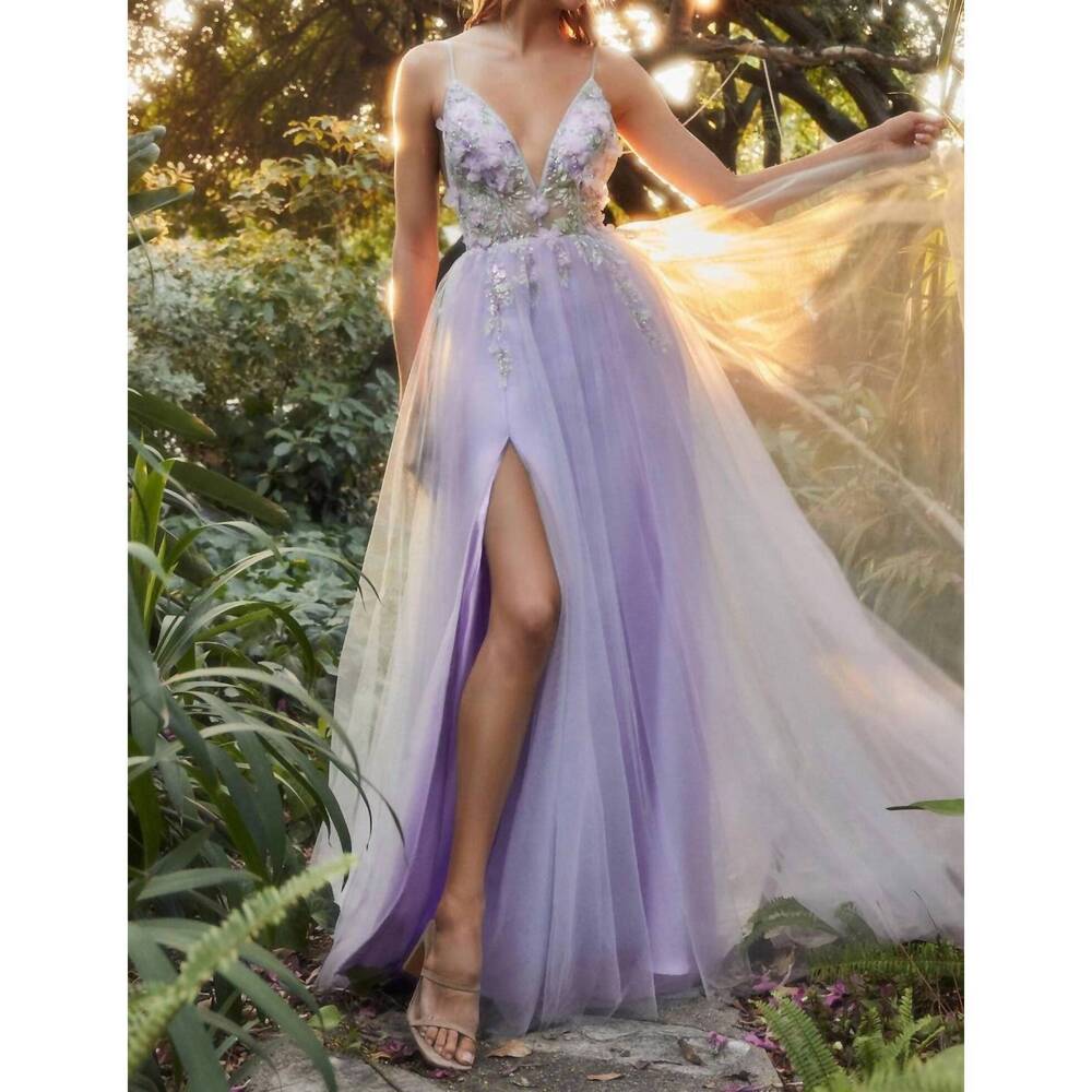 NEW ANDREA & LEO COUTURE layered tulle gown in lavender